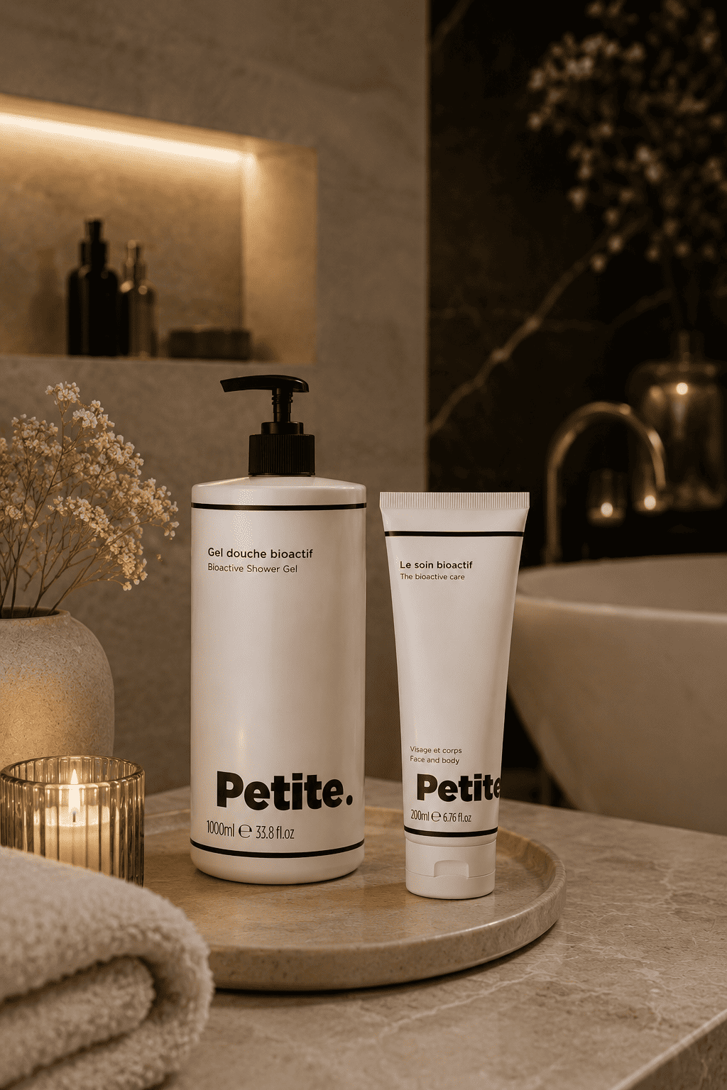 Produits d'accueil premium Petite CosmÉthic dans une chambre d'hôtel haut de gamme à La Réunion