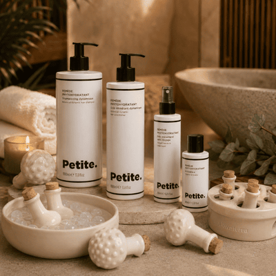 Concept Head Spa avec les accessoires de massage Akwaterra et les produits Petite CosmÉthic dans un spa et hôtel à la Réunion